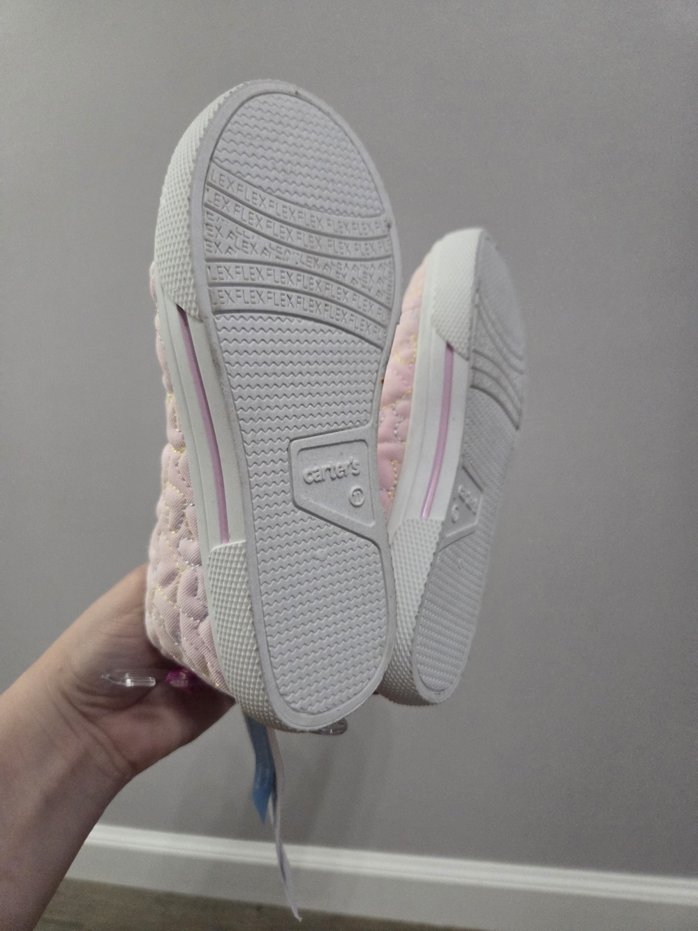 Carter's Girls Light Pink Quilted Heart Lace-Up Sneakers Size 11 NWT - Picture 5 of 6